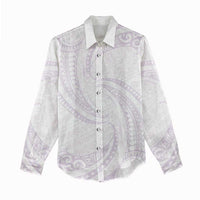 White Sunday Lotu Tamaiti Women Casual Shirt Polynesian Wave Pastel Mauve - Polynesian Pride