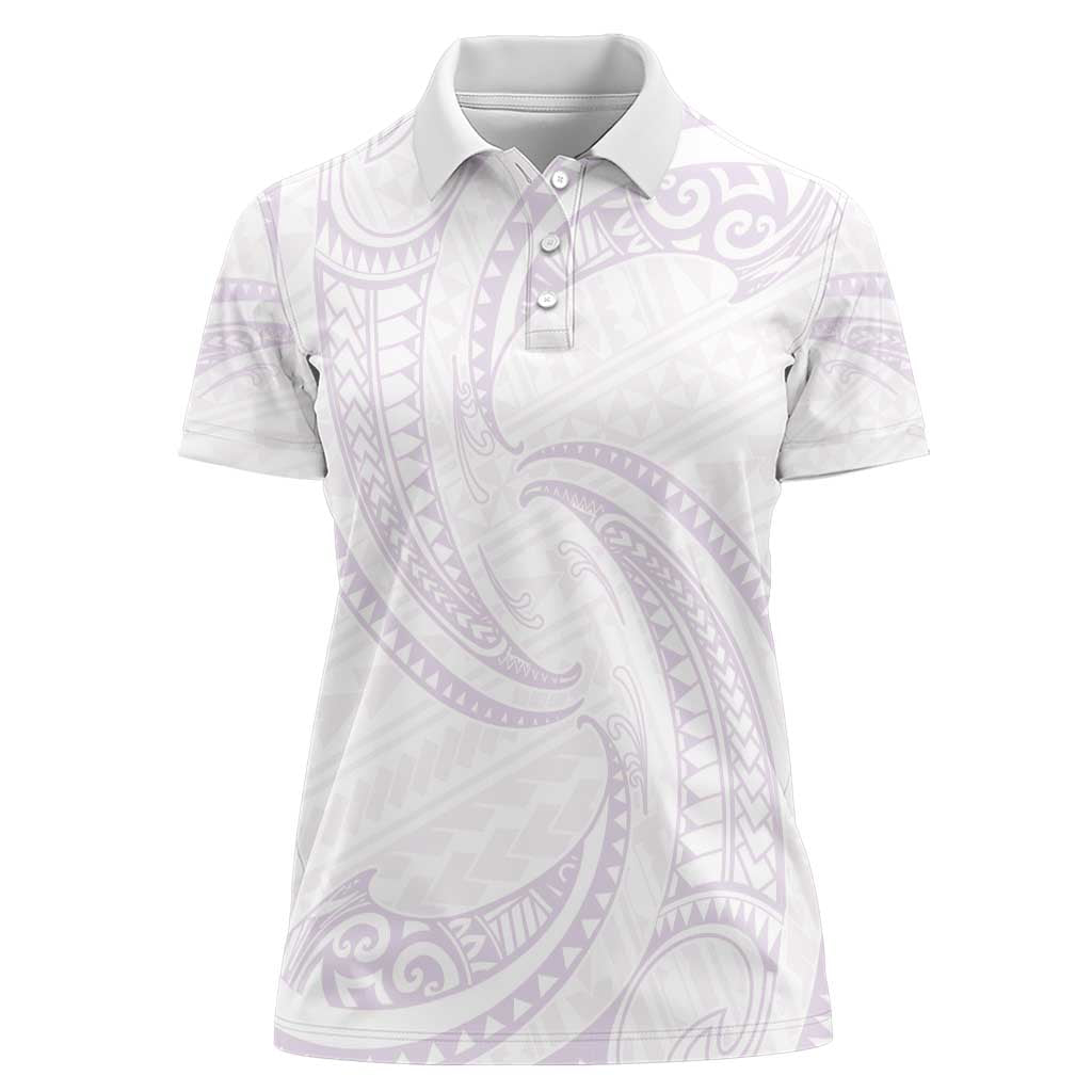 White Sunday Lotu Tamaiti Women Polo Shirt Polynesian Wave Pastel Mauve LT9 Female Mauve - Polynesian Pride