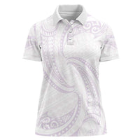 White Sunday Lotu Tamaiti Women Polo Shirt Polynesian Wave Pastel Mauve LT9 Female Mauve - Polynesian Pride
