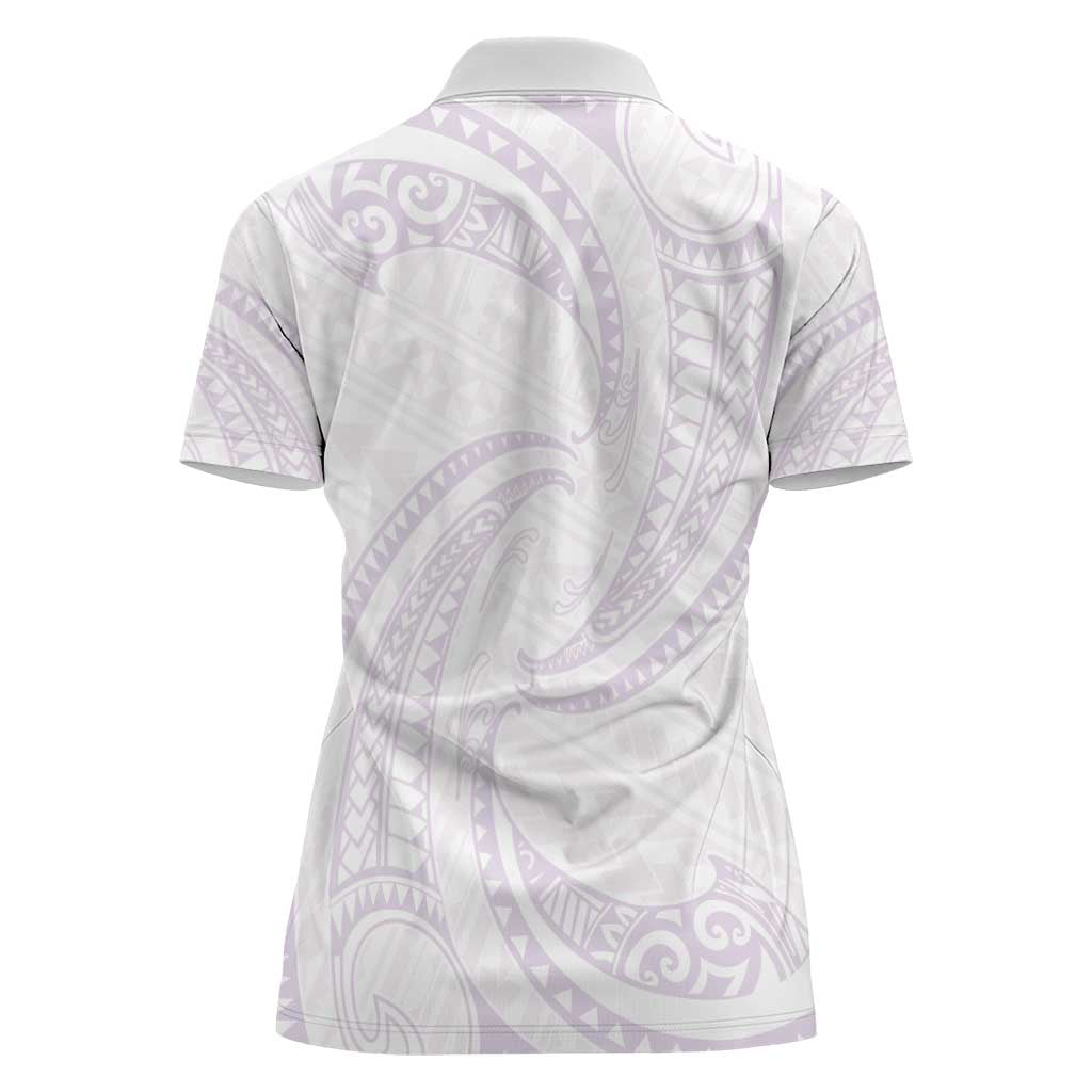 White Sunday Lotu Tamaiti Women Polo Shirt Polynesian Wave Pastel Mauve LT9 - Polynesian Pride