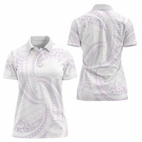 White Sunday Lotu Tamaiti Women Polo Shirt Polynesian Wave Pastel Mauve LT9 - Polynesian Pride