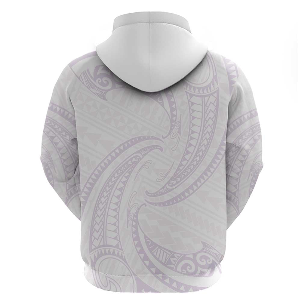 White Sunday Lotu Tamaiti Zip Hoodie Polynesian Wave Pastel Mauve - Polynesian Pride