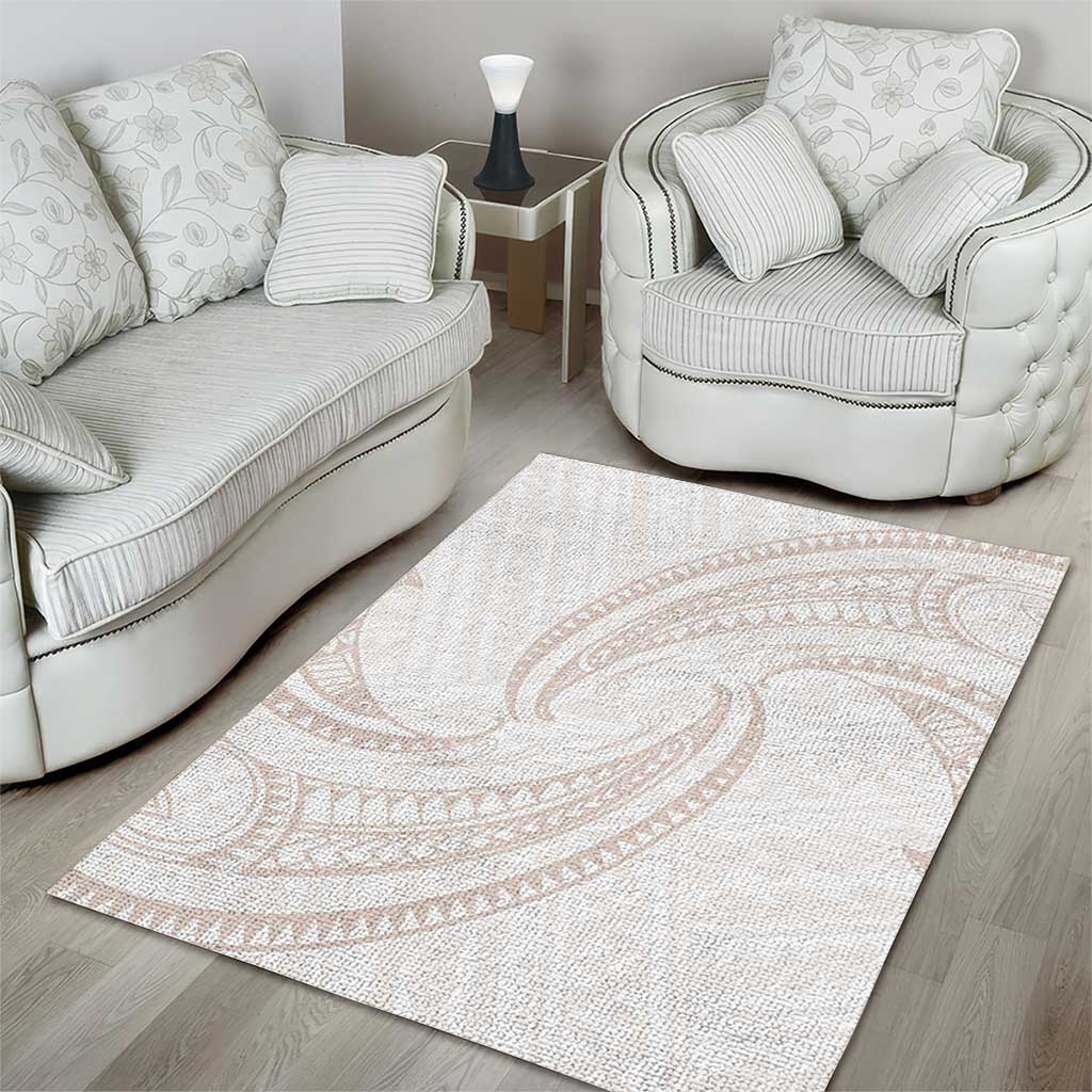 White Sunday Lotu Tamaiti Area Rug Polynesian Wave Pastel Nude - Polynesian Pride