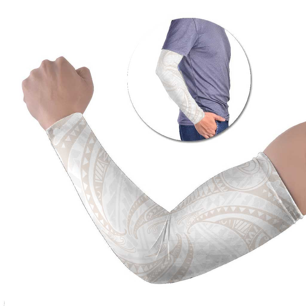 White Sunday Lotu Tamaiti Arm Sleeves Polynesian Wave Pastel Nude - Polynesian Pride
