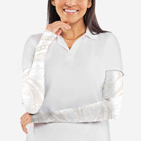 White Sunday Lotu Tamaiti Arm Sleeves Polynesian Wave Pastel Nude - Polynesian Pride