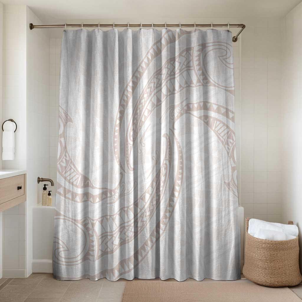 White Sunday Lotu Tamaiti Bathroom Set Polynesian Wave Pastel Nude - Polynesian Pride