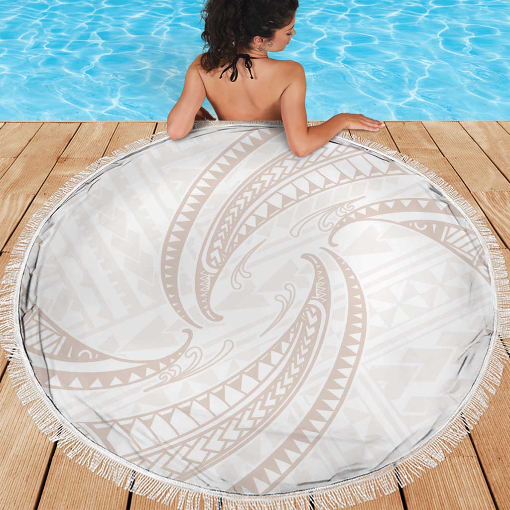 White Sunday Lotu Tamaiti Beach Blanket Polynesian Wave Pastel Nude - Polynesian Pride