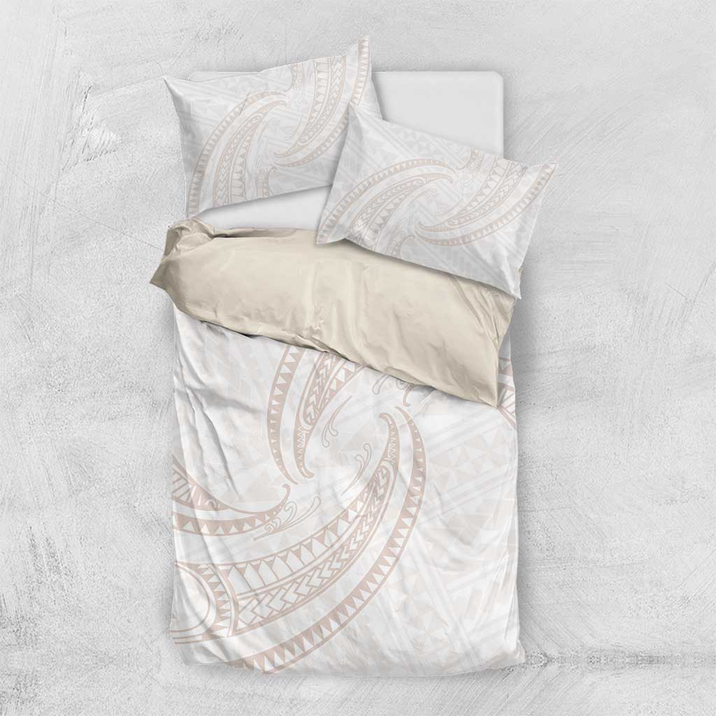 White Sunday Lotu Tamaiti Bedding Set Polynesian Wave Pastel Nude LT9 US Twin 172cm x 218cm Nude - Polynesian Pride