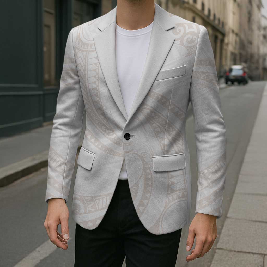White Sunday Lotu Tamaiti Blazer Polynesian Wave Pastel Nude - Polynesian Pride