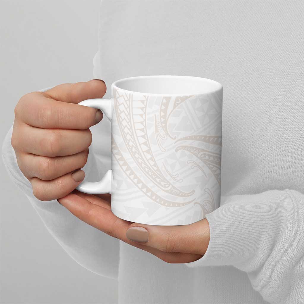 White Sunday Lotu Tamaiti Ceramic Mug Polynesian Wave Pastel Nude - Polynesian Pride