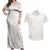 White Sunday Lotu Tamaiti Couples Matching Off Shoulder Maxi Dress and Hawaiian Shirt Polynesian Wave Pastel Nude - Polynesian Pride