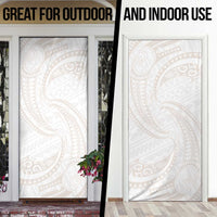 White Sunday Lotu Tamaiti Door Cover Polynesian Wave Pastel Nude - Polynesian Pride