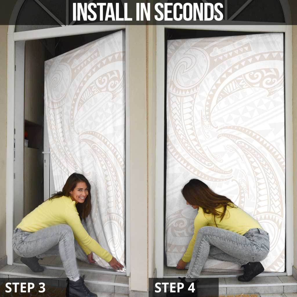 White Sunday Lotu Tamaiti Door Cover Polynesian Wave Pastel Nude - Polynesian Pride