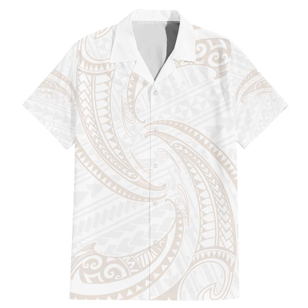 White Sunday Lotu Tamaiti Family Matching Mermaid Dress and Hawaiian Shirt Polynesian Wave Pastel Nude LT9 Dad's Shirt - Short Sleeve Nude - Polynesian Pride