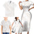 White Sunday Lotu Tamaiti Family Matching Short Sleeve Bodycon Dress and Hawaiian Shirt Polynesian Wave Pastel Nude - Polynesian Pride