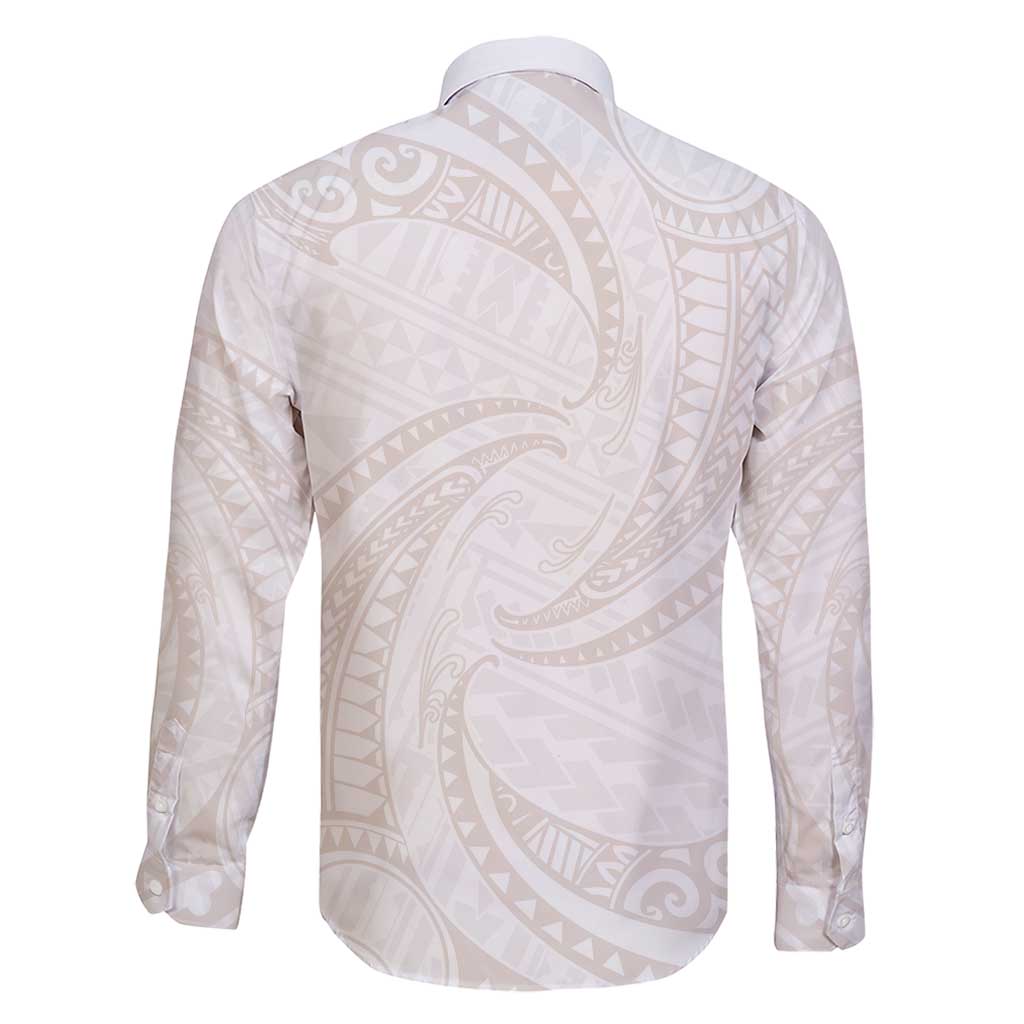 White Sunday Lotu Tamaiti Family Matching Short Sleeve Bodycon Dress and Hawaiian Shirt Polynesian Wave Pastel Nude LT9 - Polynesian Pride