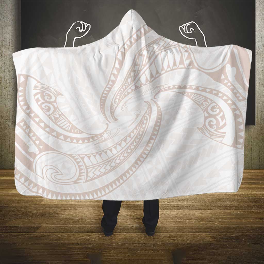 White Sunday Lotu Tamaiti Hooded Blanket Polynesian Wave Pastel Nude LT9 - Polynesian Pride