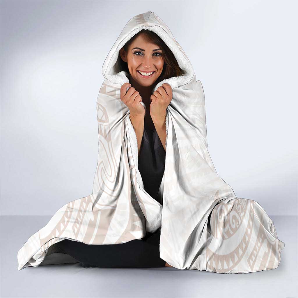 White Sunday Lotu Tamaiti Hooded Blanket Polynesian Wave Pastel Nude LT9 - Polynesian Pride