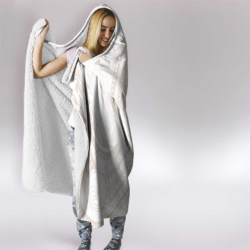 White Sunday Lotu Tamaiti Hooded Blanket Polynesian Wave Pastel Nude LT9 - Polynesian Pride