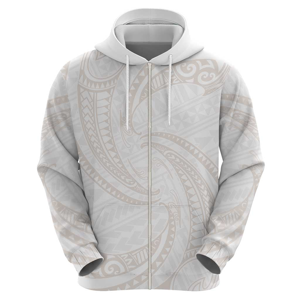 White Sunday Lotu Tamaiti Hoodie Polynesian Wave Pastel Nude - Polynesian Pride