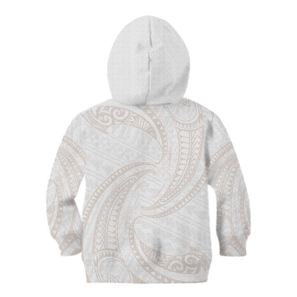 White Sunday Lotu Tamaiti Kid Hoodie Polynesian Wave Pastel Nude - Polynesian Pride