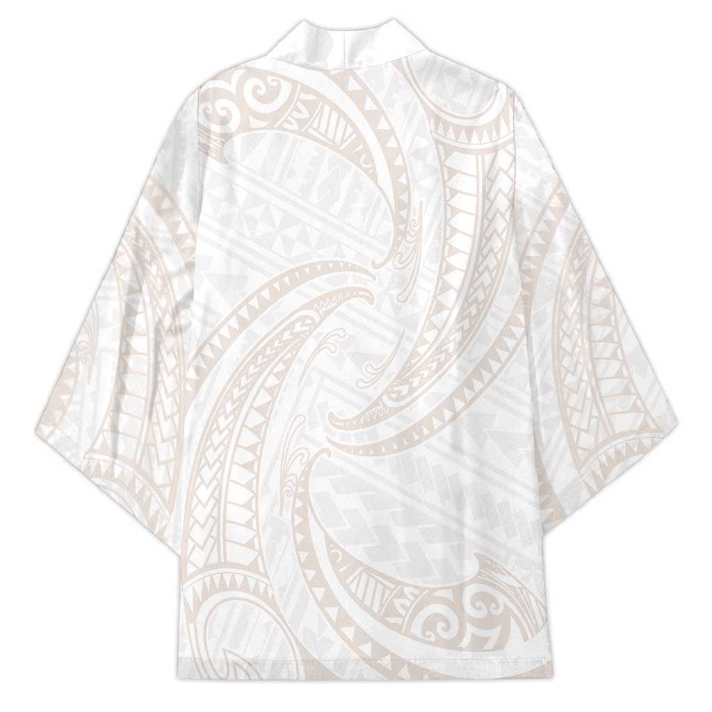 White Sunday Lotu Tamaiti Kimono Polynesian Wave Pastel Nude - Polynesian Pride