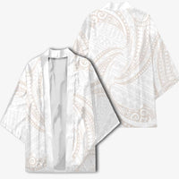 White Sunday Lotu Tamaiti Kimono Polynesian Wave Pastel Nude - Polynesian Pride