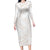 White Sunday Lotu Tamaiti Long Sleeve Bodycon Dress Polynesian Wave Pastel Nude - Polynesian Pride