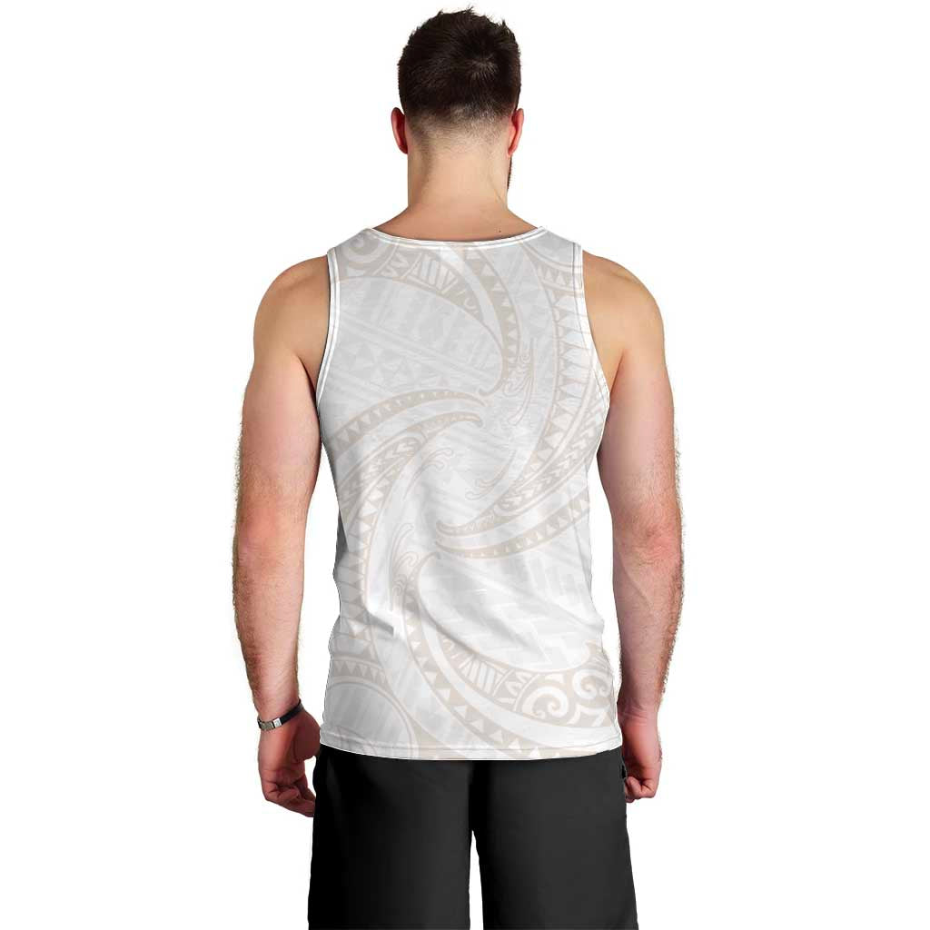 White Sunday Lotu Tamaiti Men Tank Top Polynesian Wave Pastel Nude - Polynesian Pride