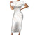 White Sunday Lotu Tamaiti Short Sleeve Bodycon Dress Polynesian Wave Pastel Nude - Polynesian Pride