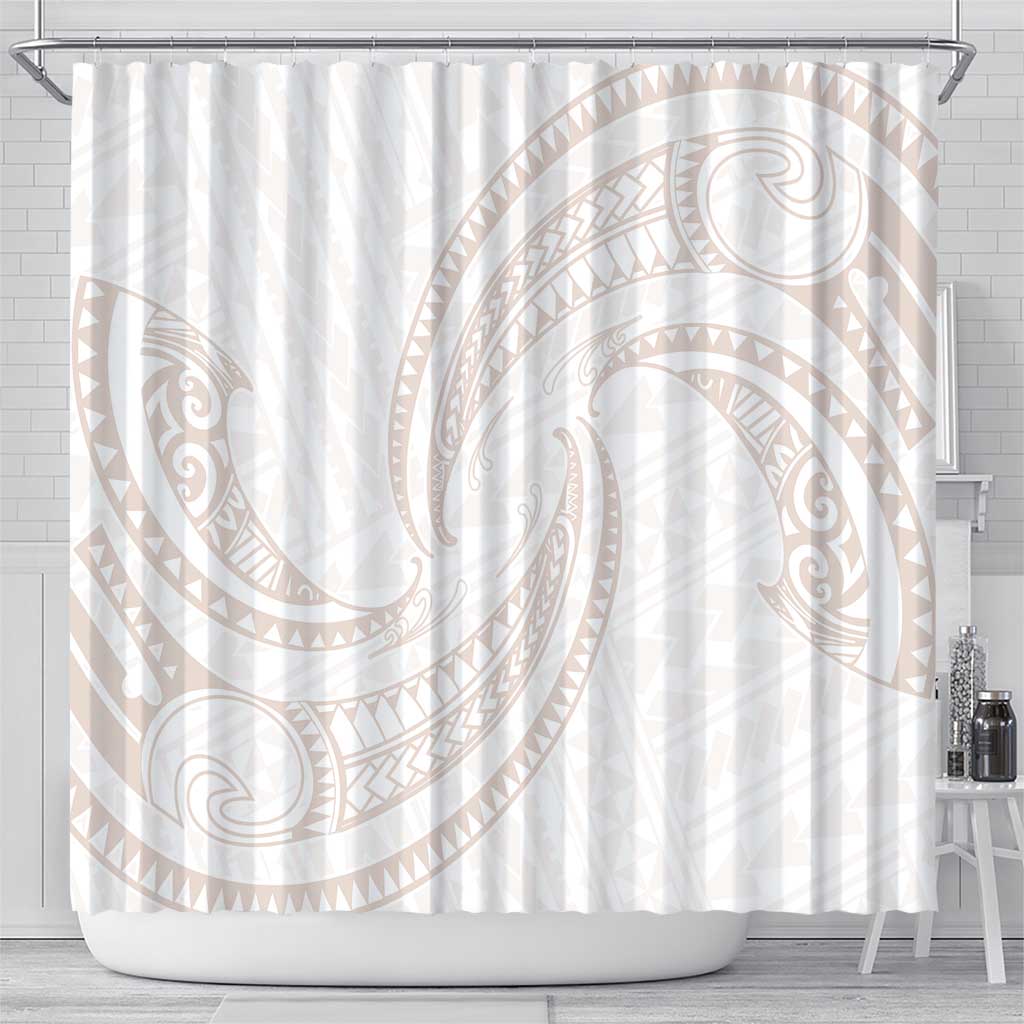 White Sunday Lotu Tamaiti Shower Curtain Polynesian Wave Pastel Nude LT9 - Polynesian Pride