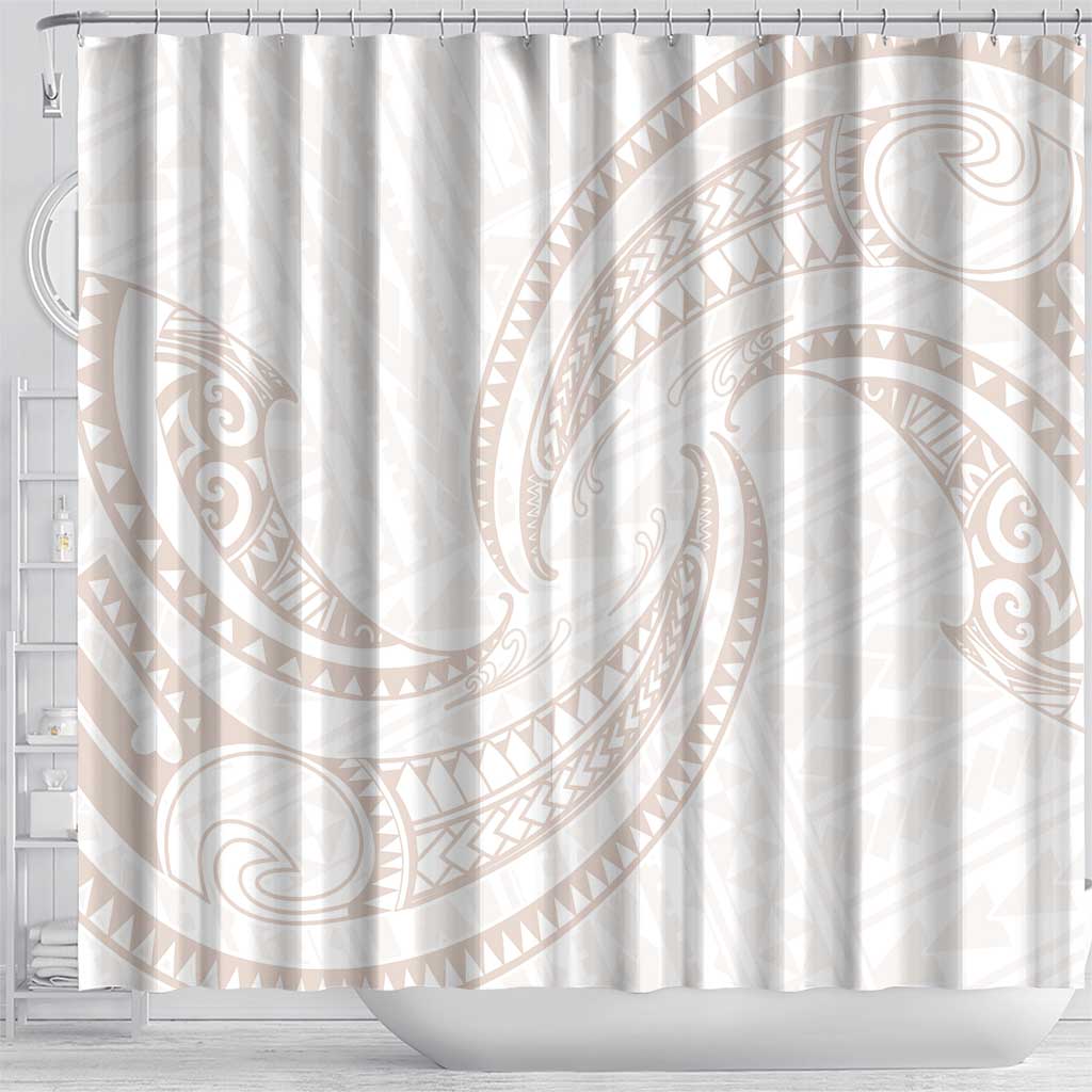 White Sunday Lotu Tamaiti Shower Curtain Polynesian Wave Pastel Nude LT9 - Polynesian Pride