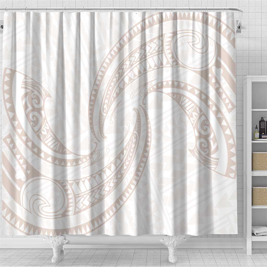 White Sunday Lotu Tamaiti Shower Curtain Polynesian Wave Pastel Nude LT9 - Polynesian Pride