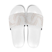 White Sunday Lotu Tamaiti Slide Sandals Polynesian Wave Pastel Nude - Polynesian Pride