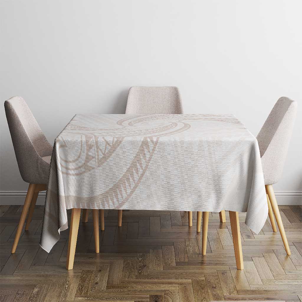 White Sunday Lotu Tamaiti Tablecloth Polynesian Wave Pastel Nude - Polynesian Pride