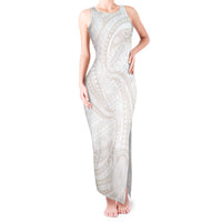 White Sunday Lotu Tamaiti Tank Maxi Dress Polynesian Wave Pastel Nude LT9 Women Nude - Polynesian Pride