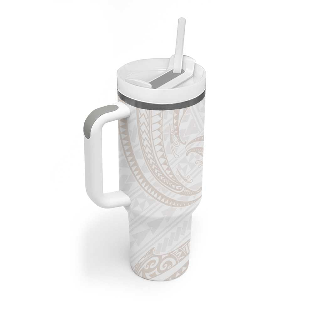 White Sunday Lotu Tamaiti Tumbler With Handle Polynesian Wave Pastel Nude - Polynesian Pride
