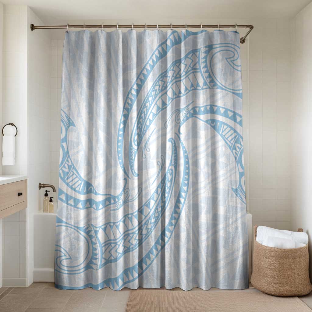 White Sunday Lotu Tamaiti Bathroom Set Polynesian Wave Pastel Sky Blue - Polynesian Pride