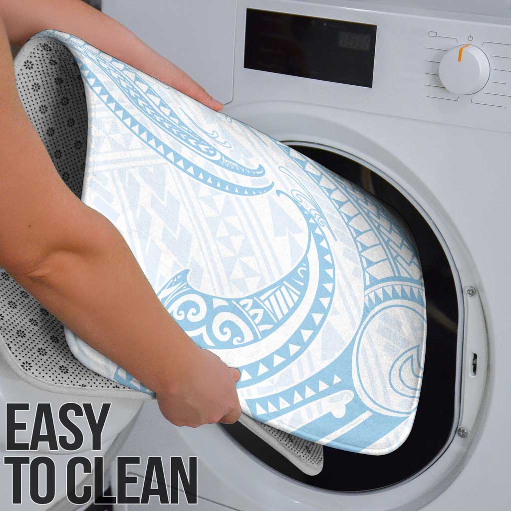 White Sunday Lotu Tamaiti Bathroom Set Polynesian Wave Pastel Sky Blue - Polynesian Pride