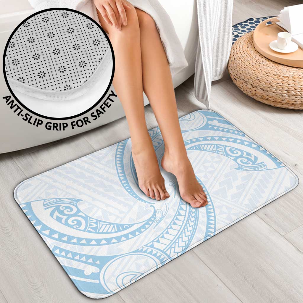 White Sunday Lotu Tamaiti Bathroom Set Polynesian Wave Pastel Sky Blue - Polynesian Pride