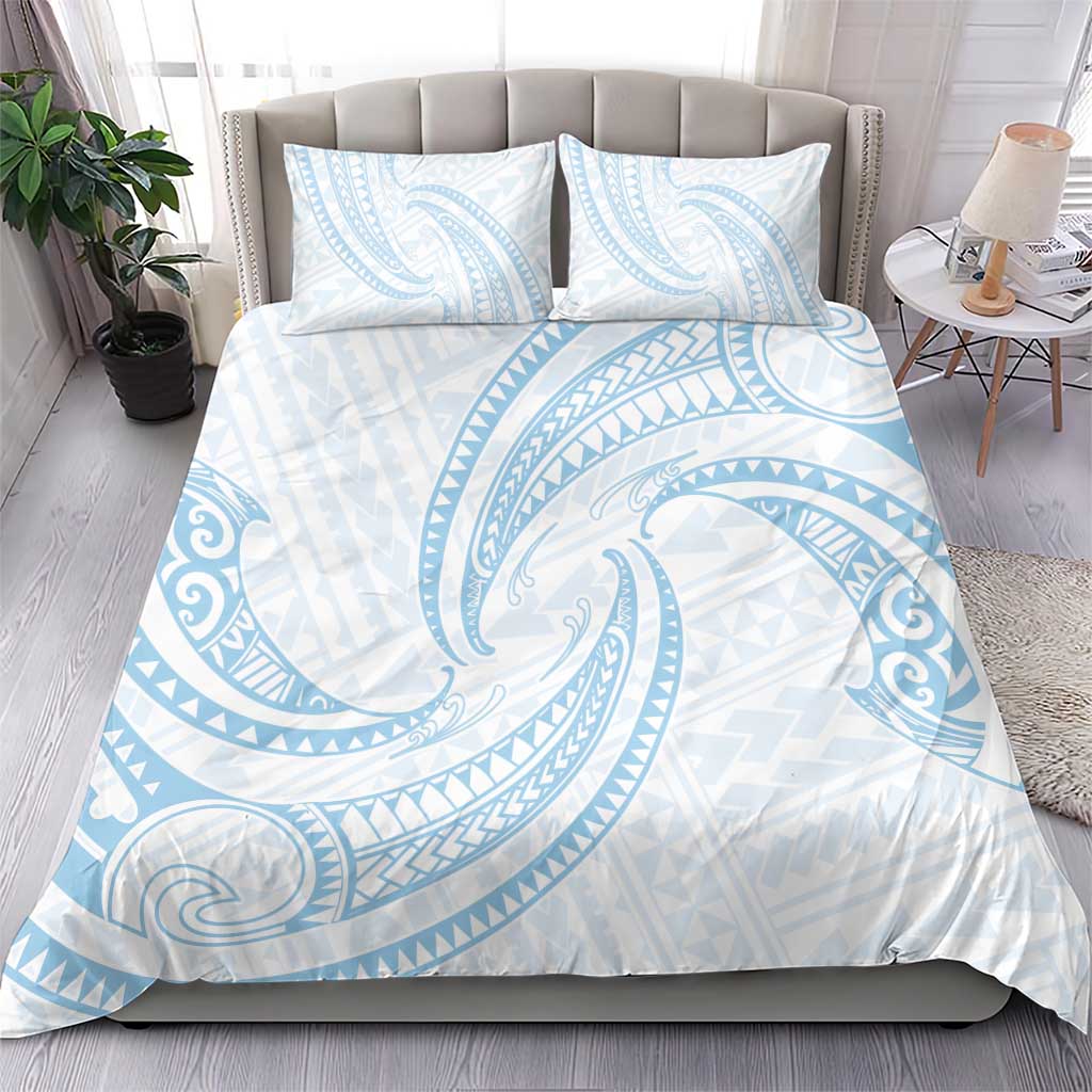 White Sunday Lotu Tamaiti Bedding Set Polynesian Wave Pastel Sky Blue LT9 - Polynesian Pride