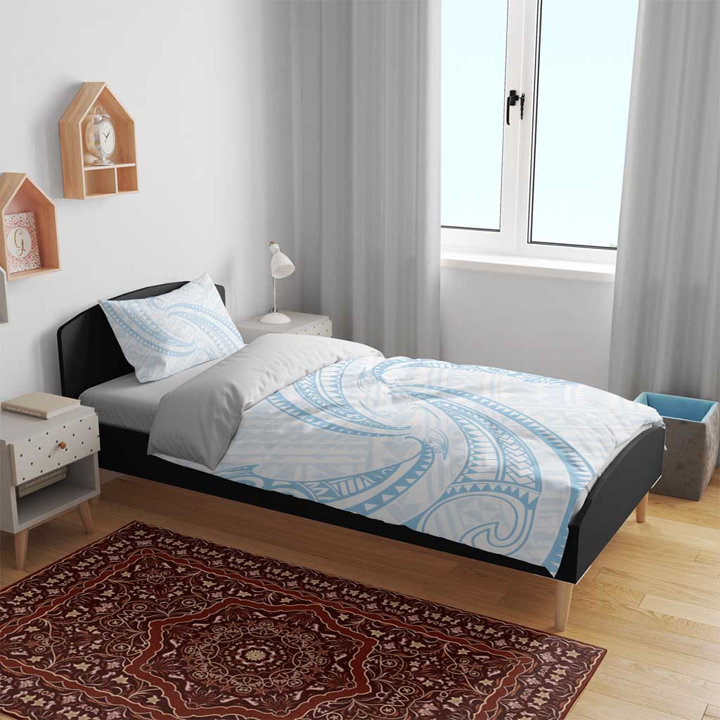 White Sunday Lotu Tamaiti Bedding Set Polynesian Wave Pastel Sky Blue LT9 - Polynesian Pride
