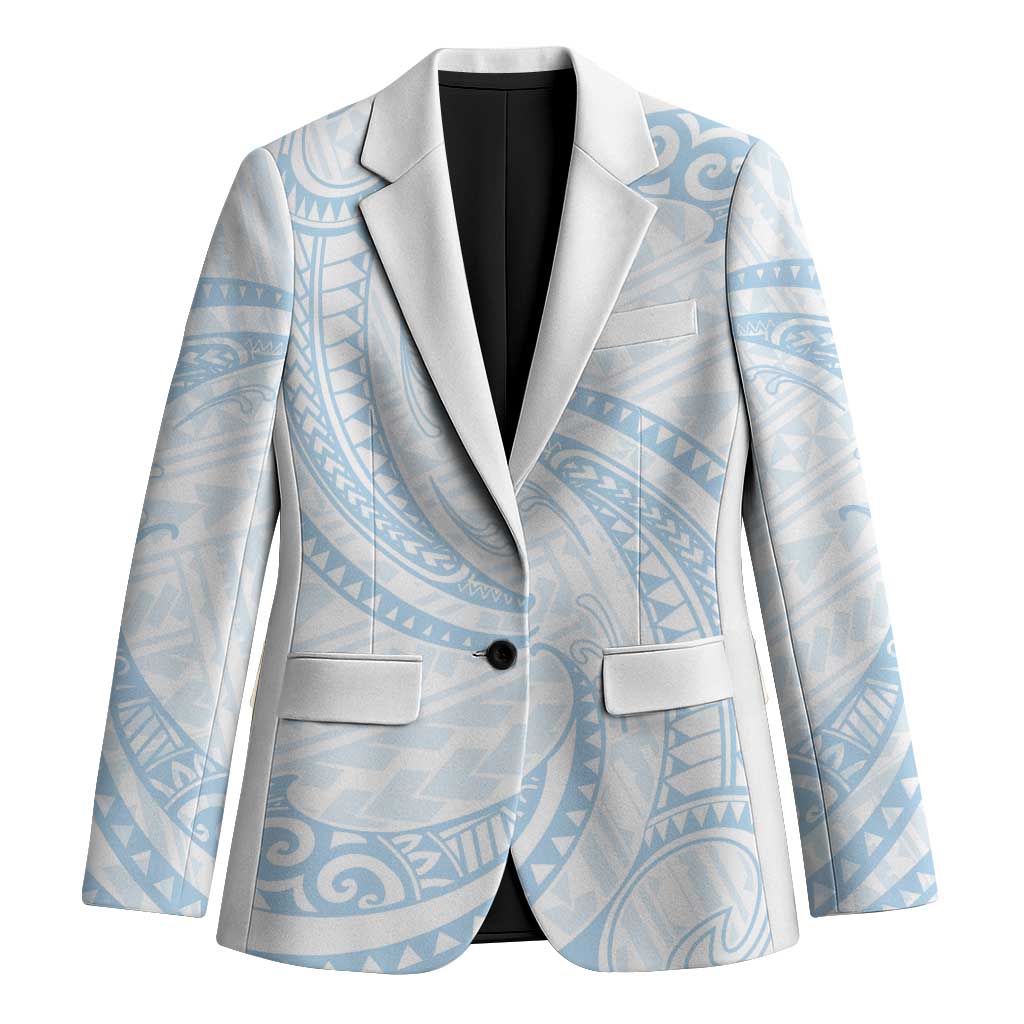 White Sunday Lotu Tamaiti Blazer Polynesian Wave Pastel Sky Blue - Polynesian Pride