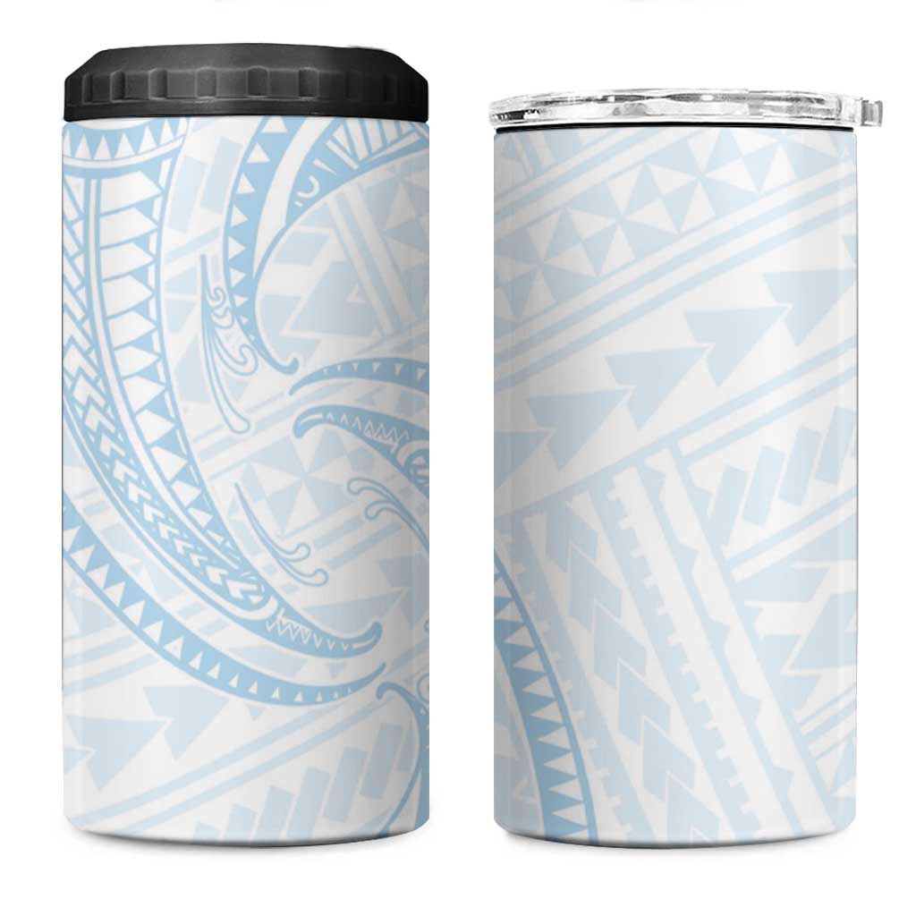 White Sunday Lotu Tamaiti 4 in 1 Can Cooler Tumbler Polynesian Wave Pastel Sky Blue - Polynesian Pride