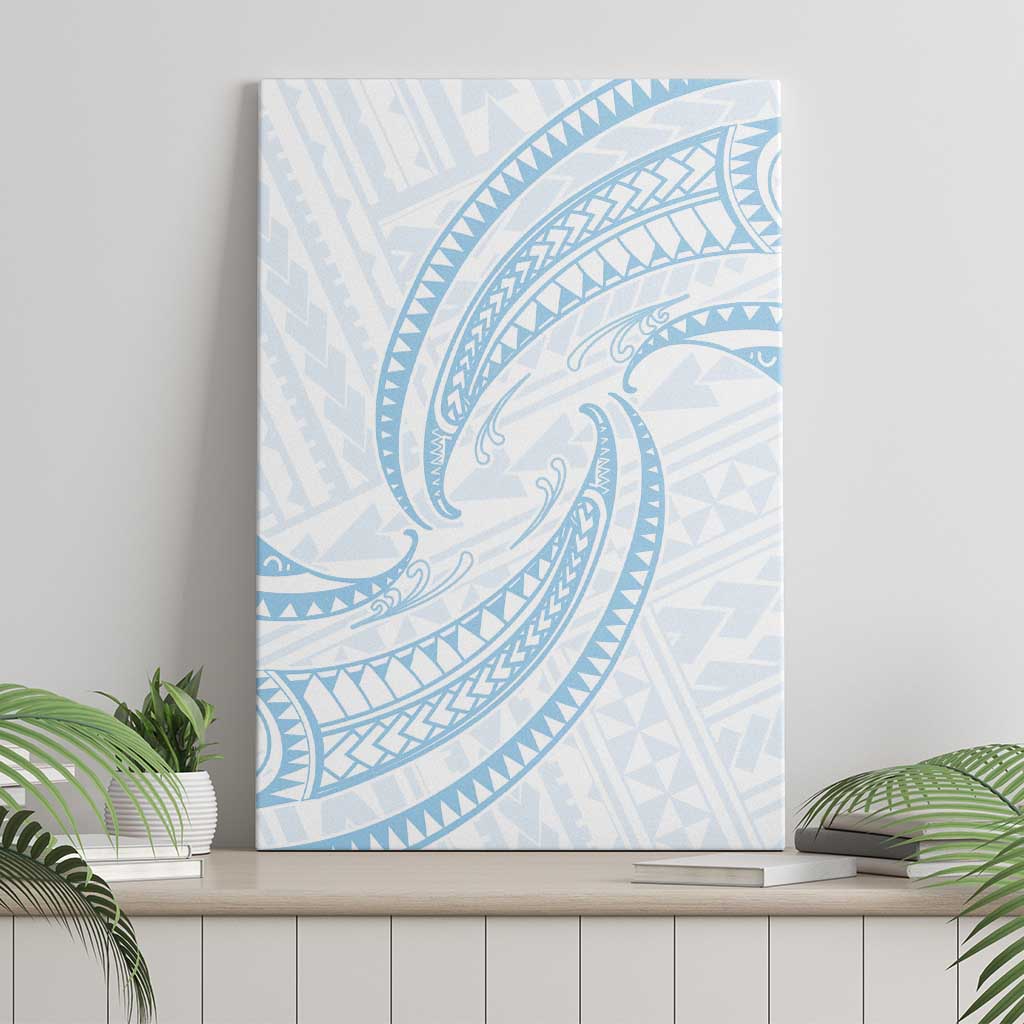 White Sunday Lotu Tamaiti Canvas Wall Art Polynesian Wave Pastel Sky Blue - Polynesian Pride