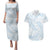 White Sunday Lotu Tamaiti Couples Matching Puletasi and Hawaiian Shirt Polynesian Wave Pastel Sky Blue - Polynesian Pride