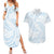 White Sunday Lotu Tamaiti Couples Matching Summer Maxi Dress and Hawaiian Shirt Polynesian Wave Pastel Sky Blue - Polynesian Pride