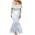 White Sunday Lotu Tamaiti Family Matching Mermaid Dress and Hawaiian Shirt Polynesian Wave Pastel Sky Blue - Polynesian Pride