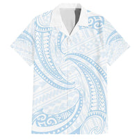 White Sunday Lotu Tamaiti Family Matching Off Shoulder Maxi Dress and Hawaiian Shirt Polynesian Wave Pastel Sky Blue LT9 Dad's Shirt - Short Sleeve Blue - Polynesian Pride