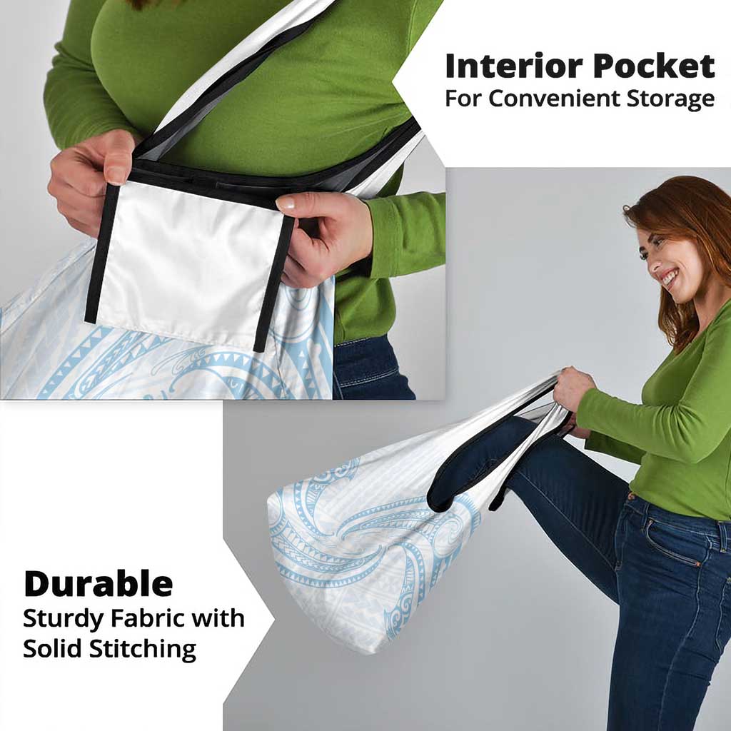 White Sunday Lotu Tamaiti Grocery Bag Polynesian Wave Pastel Sky Blue - Polynesian Pride